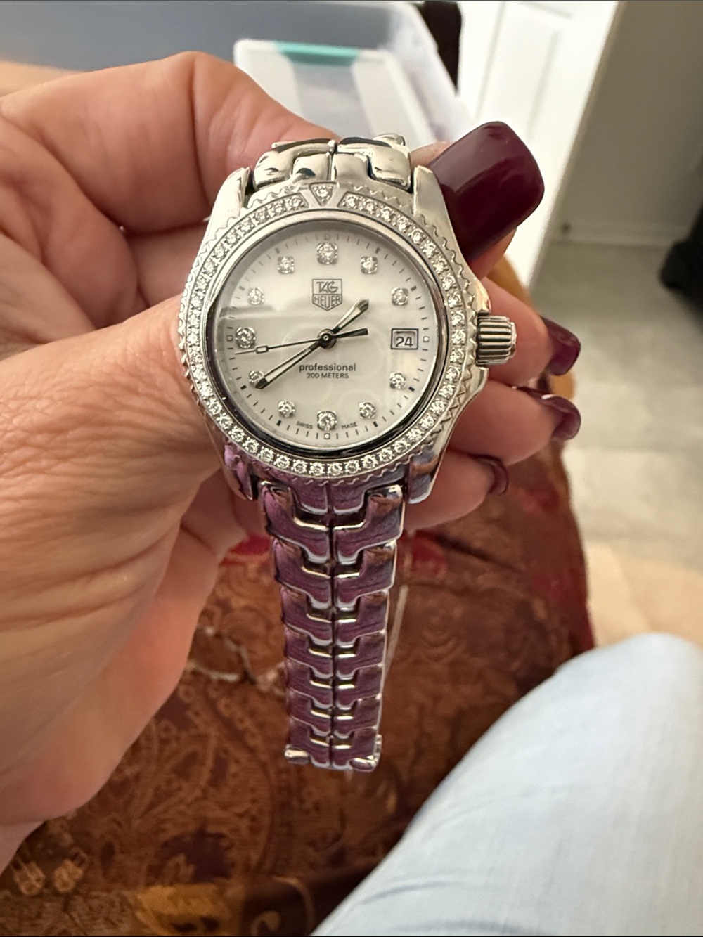 Tag Heuer Professional Silver Stainless Steel Diamond Accent Women's Watch